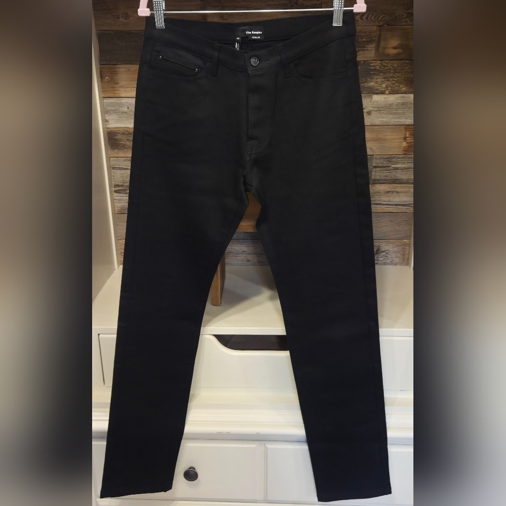 Kooples Black Brut Regular Jeans Smooth Finish Awesome "SKULL" Detail On Pocket